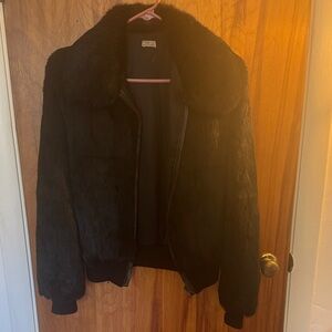 Vintage Elegant Black Fur Jacket